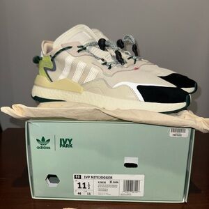 Adidas IVP Nite Jogger in Cream and Black with Green Accents